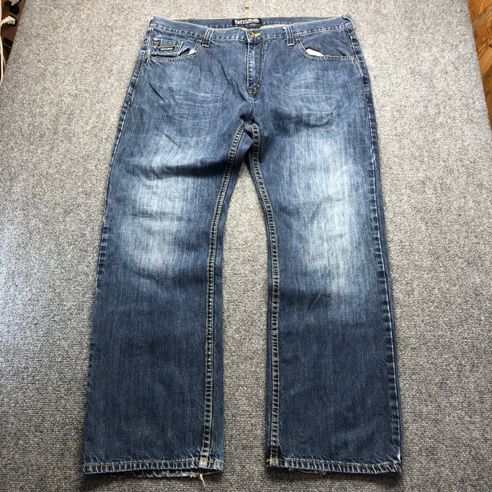 Enyce Sean Combs Co Mens Blue Denim Jeans Relaxed Wide Leg 42x34 Medium Wash